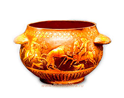 Сосуд со сценой охоты конных скифов на львов. Курган Солоха / www.kulturamira.ru